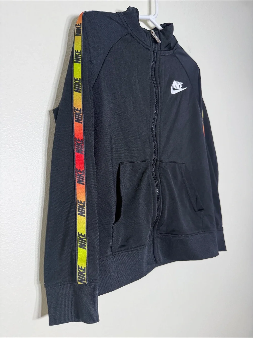 Nike Black Track Jacket with Rainbow Logo Tape